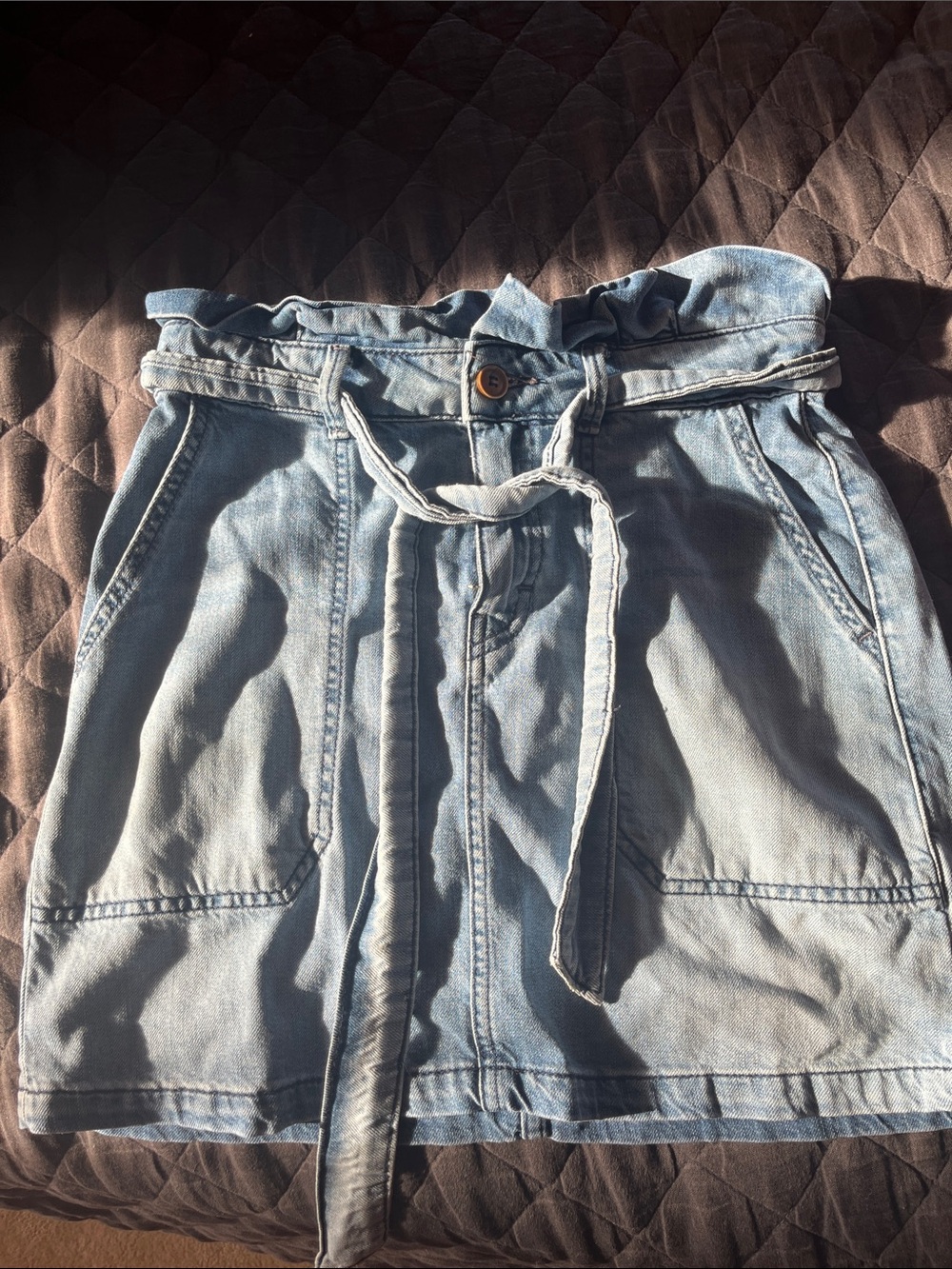 Free People Light Blue Denim Mini Skirt